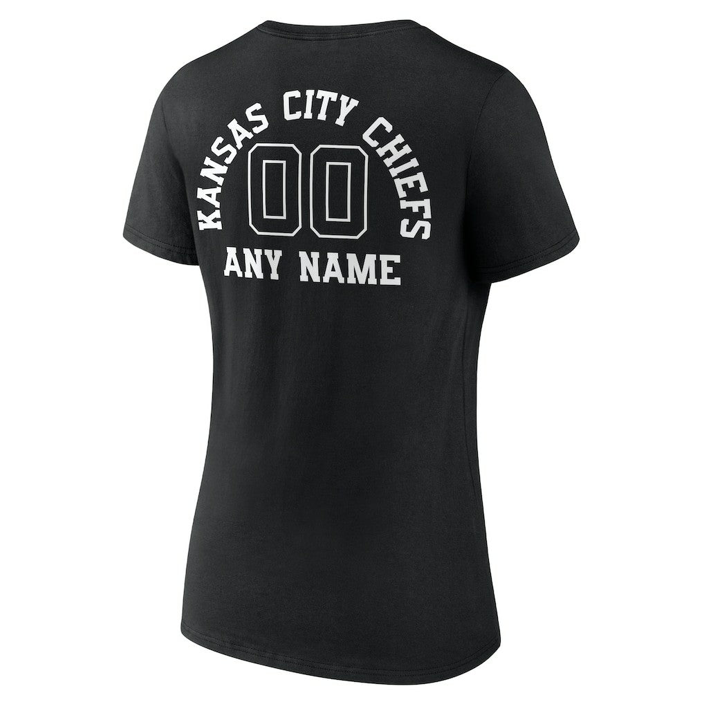 Kansas City Chiefs Women's Personalized Name & Number Monochrome V-Neck T-Shirt - Black for sale