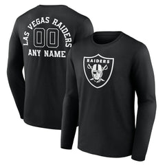 Las Vegas Raiders Personalized Name & Number Monochrome Long Sleeve T-Shirt - Black on sale