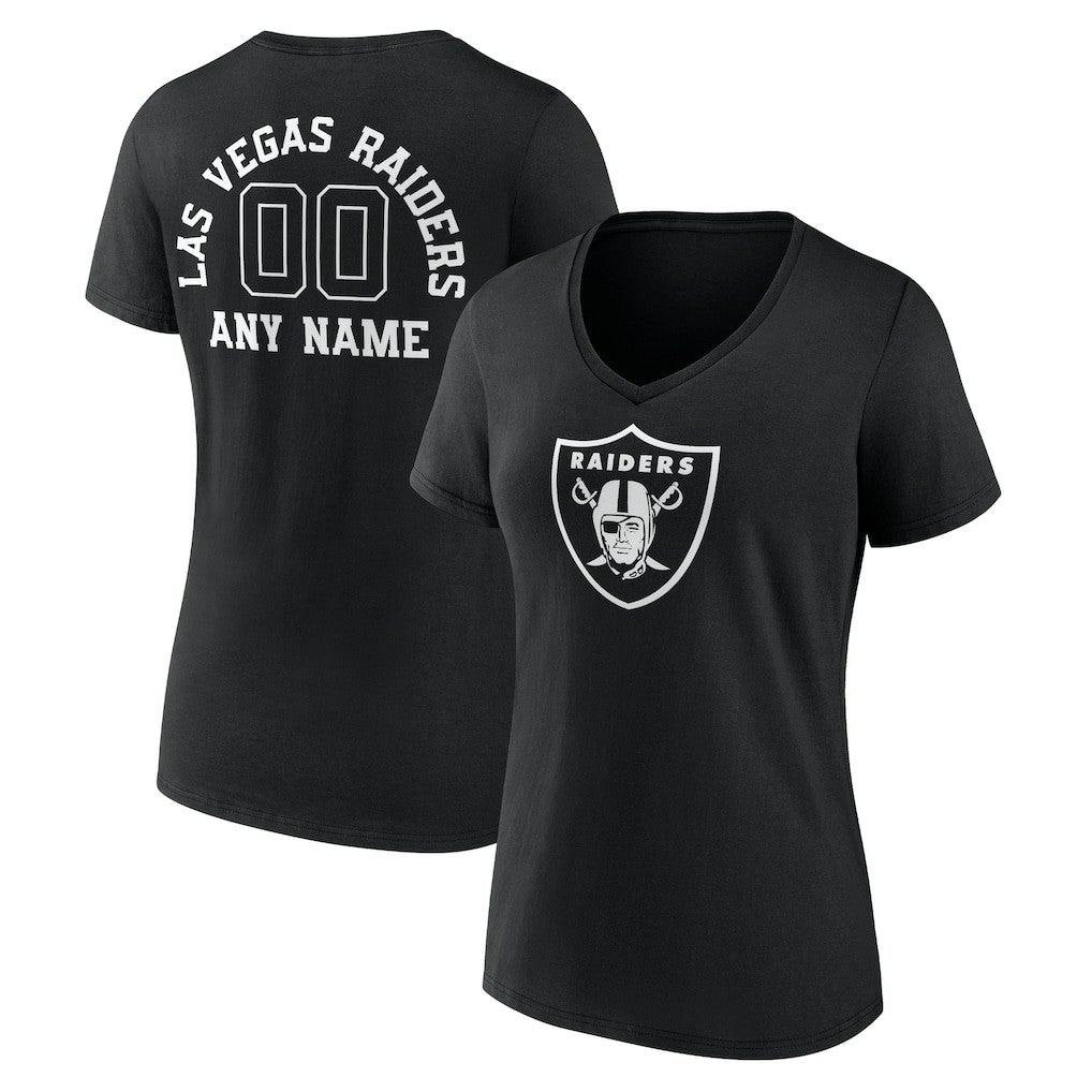 Las Vegas Raiders Women's Personalized Name & Number Monochrome V-Neck T-Shirt - Black for sale