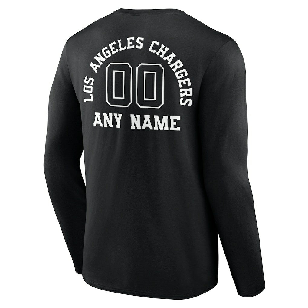 Los Angeles Chargers Personalized Name & Number Monochrome Long Sleeve T-Shirt - Black on sale