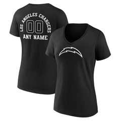 Los Angeles Chargers Women's Personalized Name & Number Monochrome V-Neck T-Shirt - Black cheap
