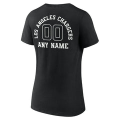 Los Angeles Chargers Women's Personalized Name & Number Monochrome V-Neck T-Shirt - Black cheap