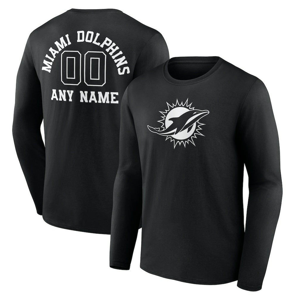 Miami Dolphins Personalized Name & Number Monochrome Long Sleeve T-Shirt - Black online