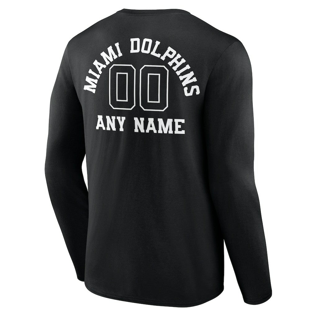 Miami Dolphins Personalized Name & Number Monochrome Long Sleeve T-Shirt - Black online