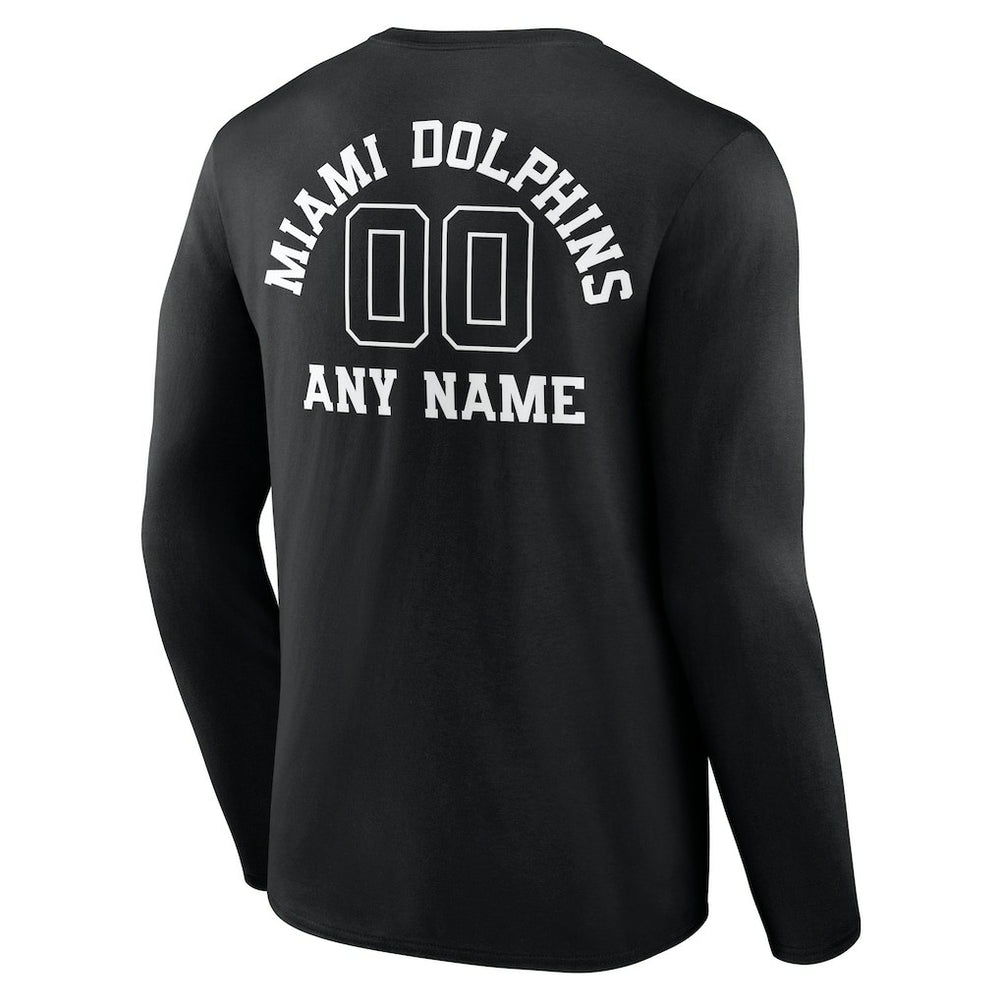 Miami Dolphins Personalized Name & Number Monochrome Long Sleeve T-Shirt - Black online