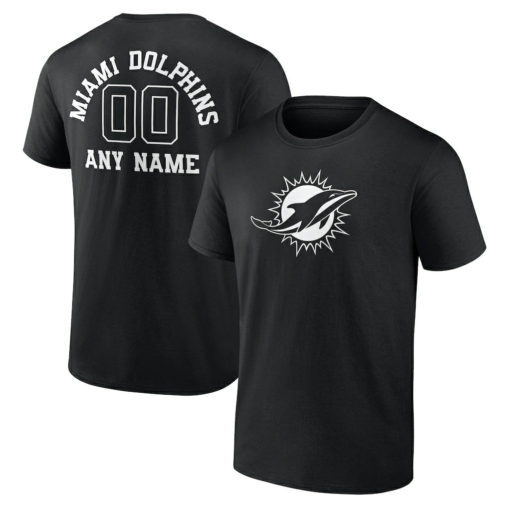 Miami Dolphins Personalized Name & Number Monochrome T-Shirt - Black online