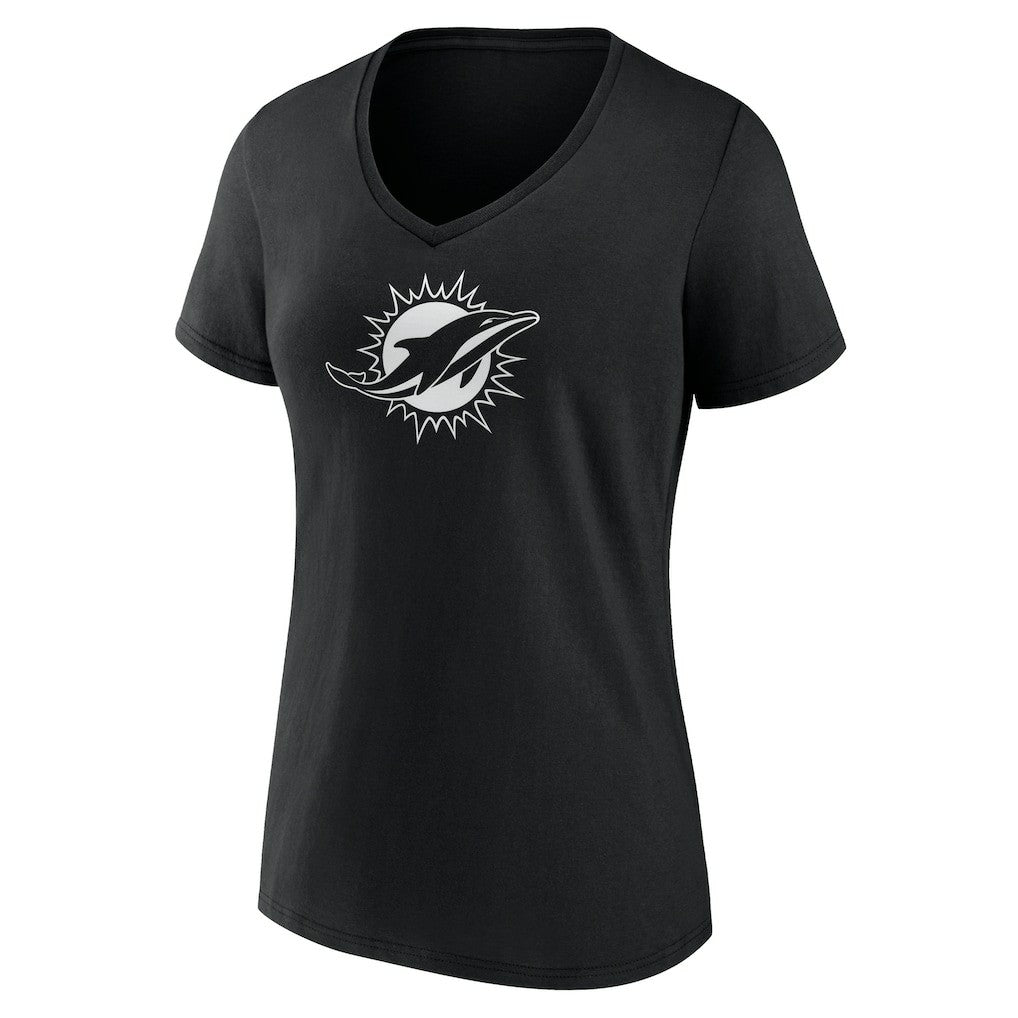 Miami Dolphins Women's Personalized Name & Number Monochrome V-Neck T-Shirt - Black for sale