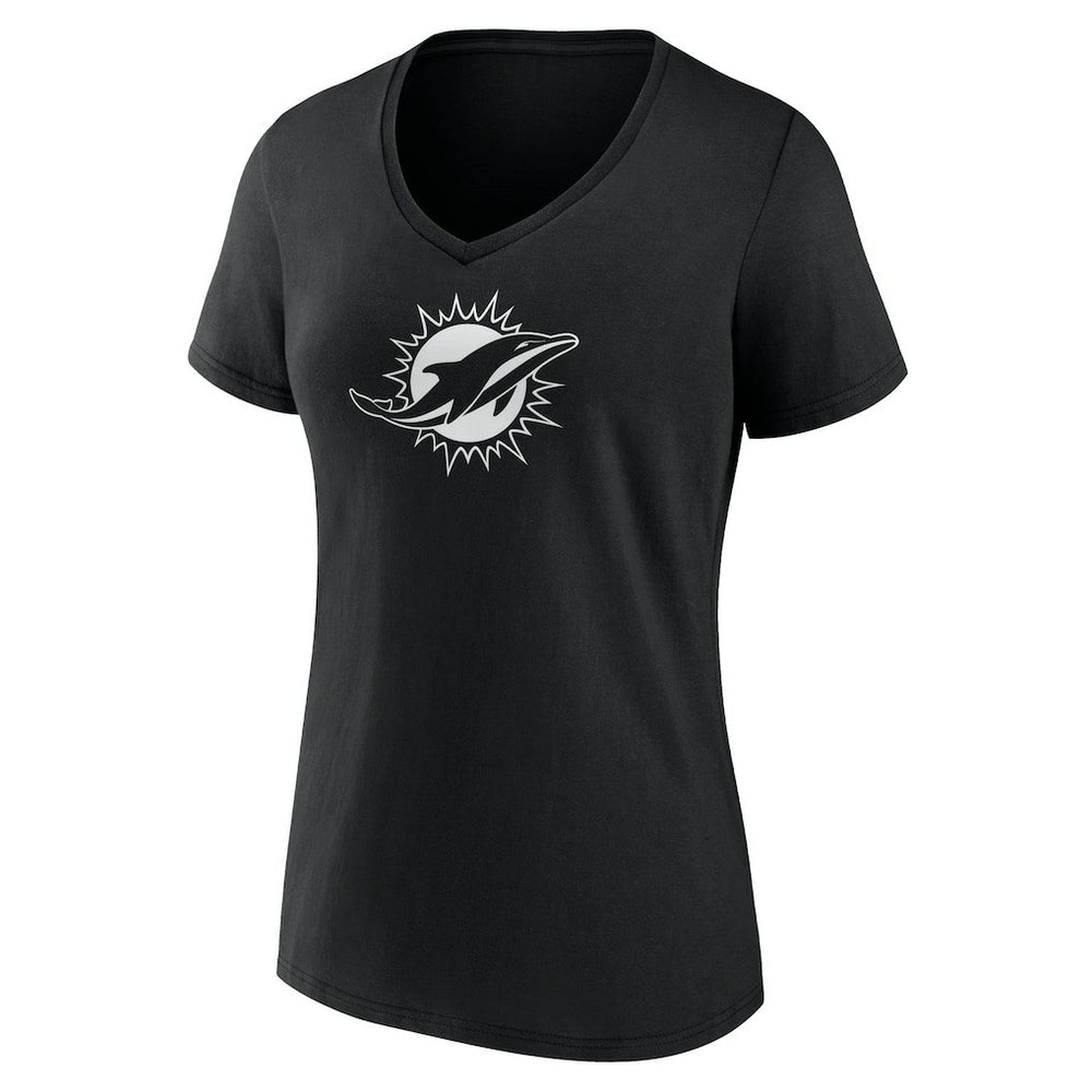 Miami Dolphins Women's Personalized Name & Number Monochrome V-Neck T-Shirt - Black for sale