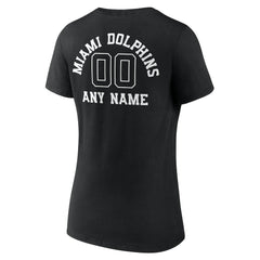 Miami Dolphins Women's Personalized Name & Number Monochrome V-Neck T-Shirt - Black for sale
