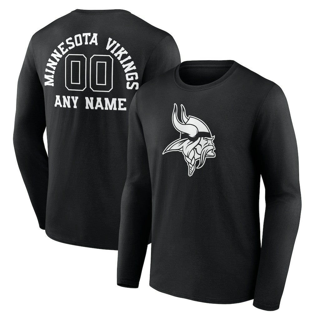 Minnesota Vikings Personalized Name & Number Monochrome Long Sleeve T-Shirt - Black sale