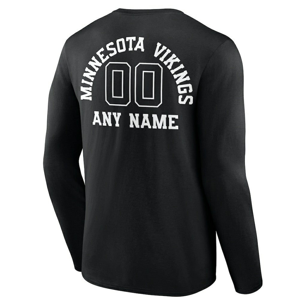 Minnesota Vikings Personalized Name & Number Monochrome Long Sleeve T-Shirt - Black sale