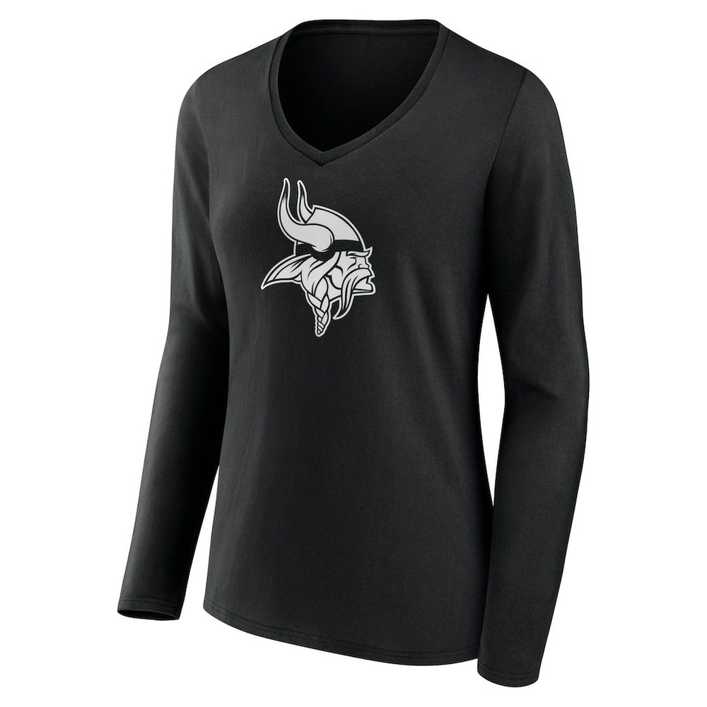 Minnesota Vikings Women's Personalized Name & Number Monochrome Long Sleeve V-Neck T-Shirt - Black online