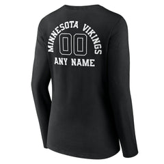Minnesota Vikings Women's Personalized Name & Number Monochrome Long Sleeve V-Neck T-Shirt - Black online