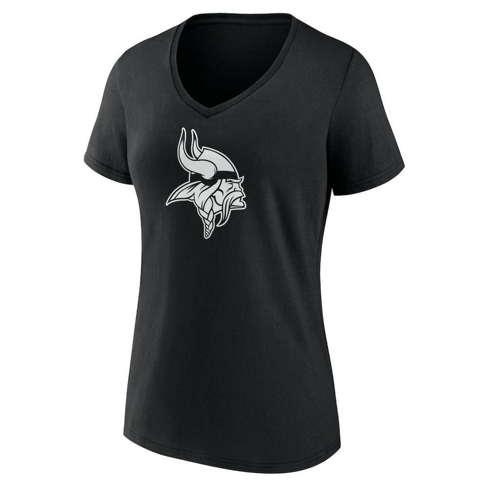 Minnesota Vikings Women's Personalized Name & Number Monochrome V-Neck T-Shirt - Black on sale