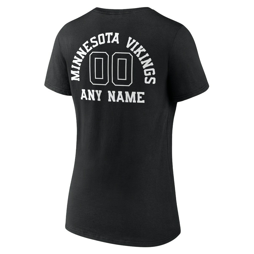 Minnesota Vikings Women's Personalized Name & Number Monochrome V-Neck T-Shirt - Black on sale