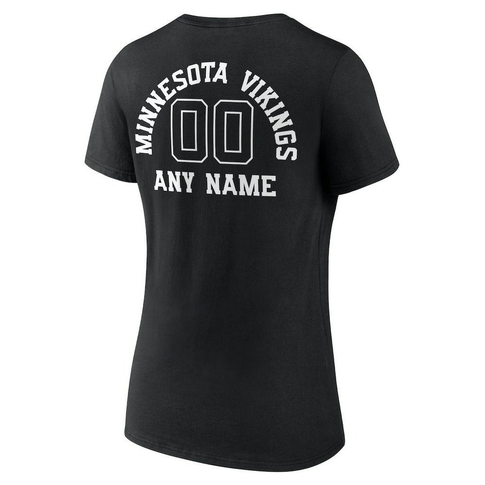 Minnesota Vikings Women's Personalized Name & Number Monochrome V-Neck T-Shirt - Black on sale