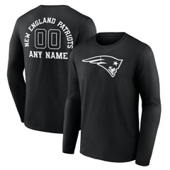 New England Patriots Personalized Name & Number Monochrome Long Sleeve T-Shirt - Black outlet