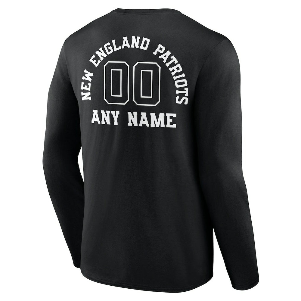 New England Patriots Personalized Name & Number Monochrome Long Sleeve T-Shirt - Black outlet