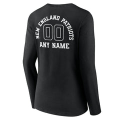 New England Patriots Women's Personalized Name & Number Monochrome Long Sleeve V-Neck T-Shirt - Black sale