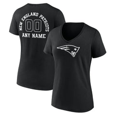 New England Patriots Women's Personalized Name & Number Monochrome V-Neck T-Shirt - Black online