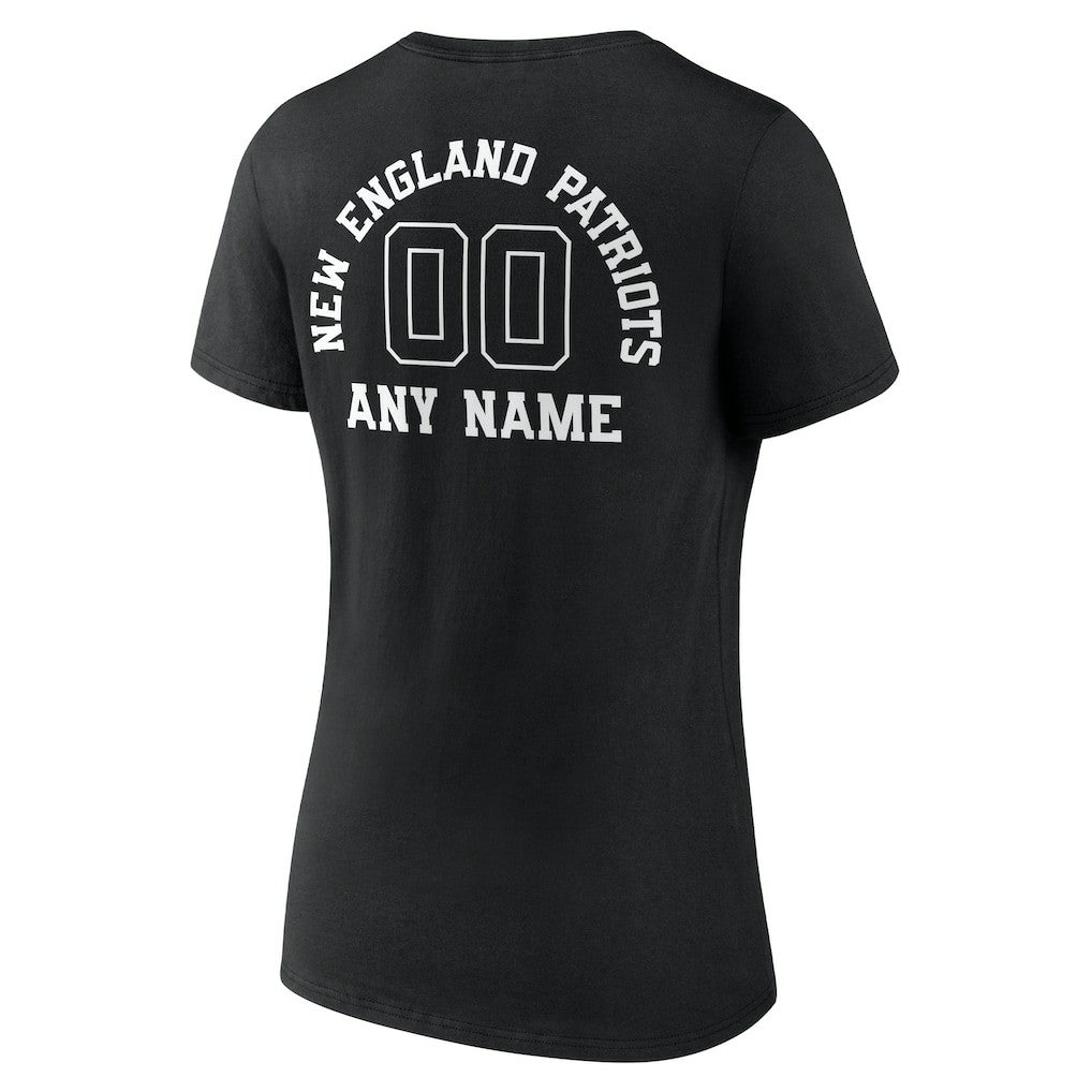 New England Patriots Women's Personalized Name & Number Monochrome V-Neck T-Shirt - Black online