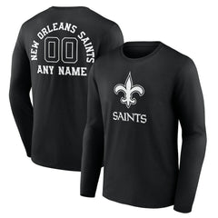 New Orleans Saints Personalized Name & Number Monochrome Long Sleeve T-Shirt - Black on sale