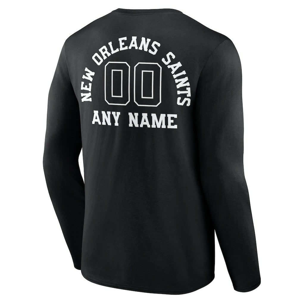 New Orleans Saints Personalized Name & Number Monochrome Long Sleeve T-Shirt - Black on sale