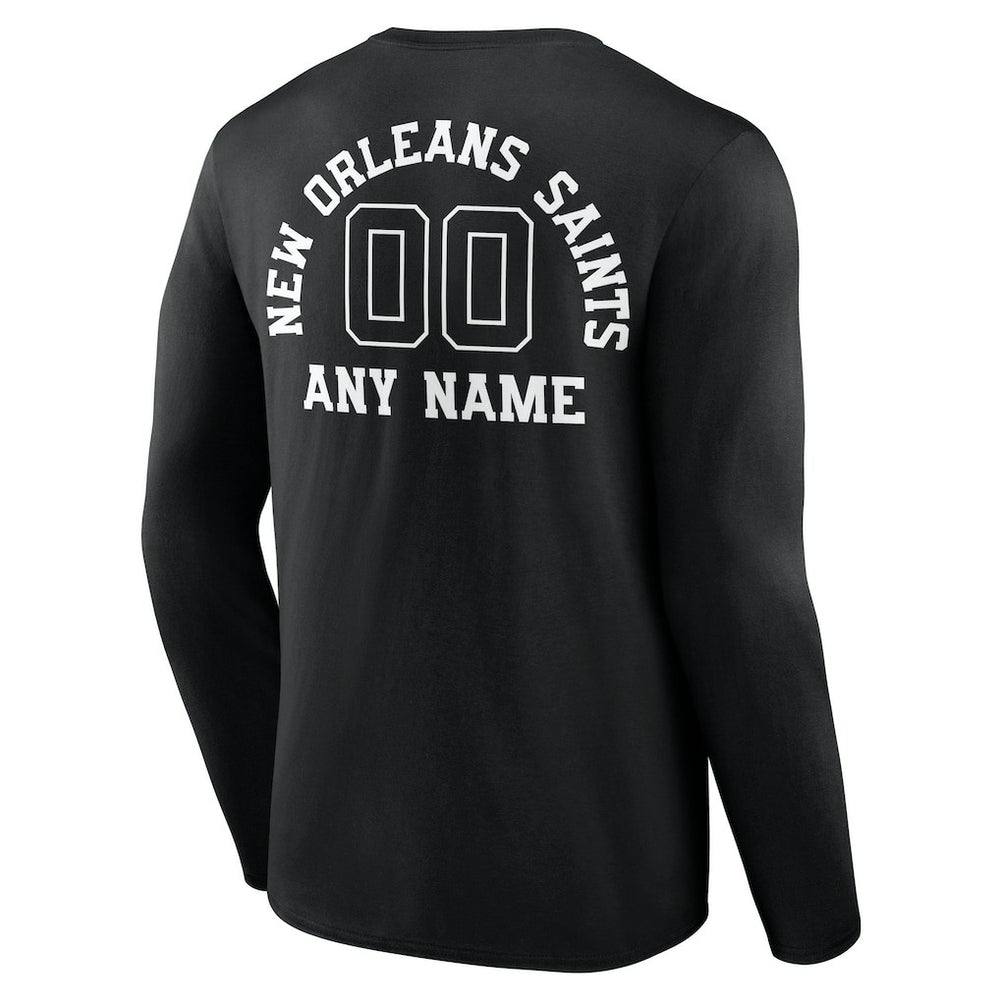 New Orleans Saints Personalized Name & Number Monochrome Long Sleeve T-Shirt - Black on sale