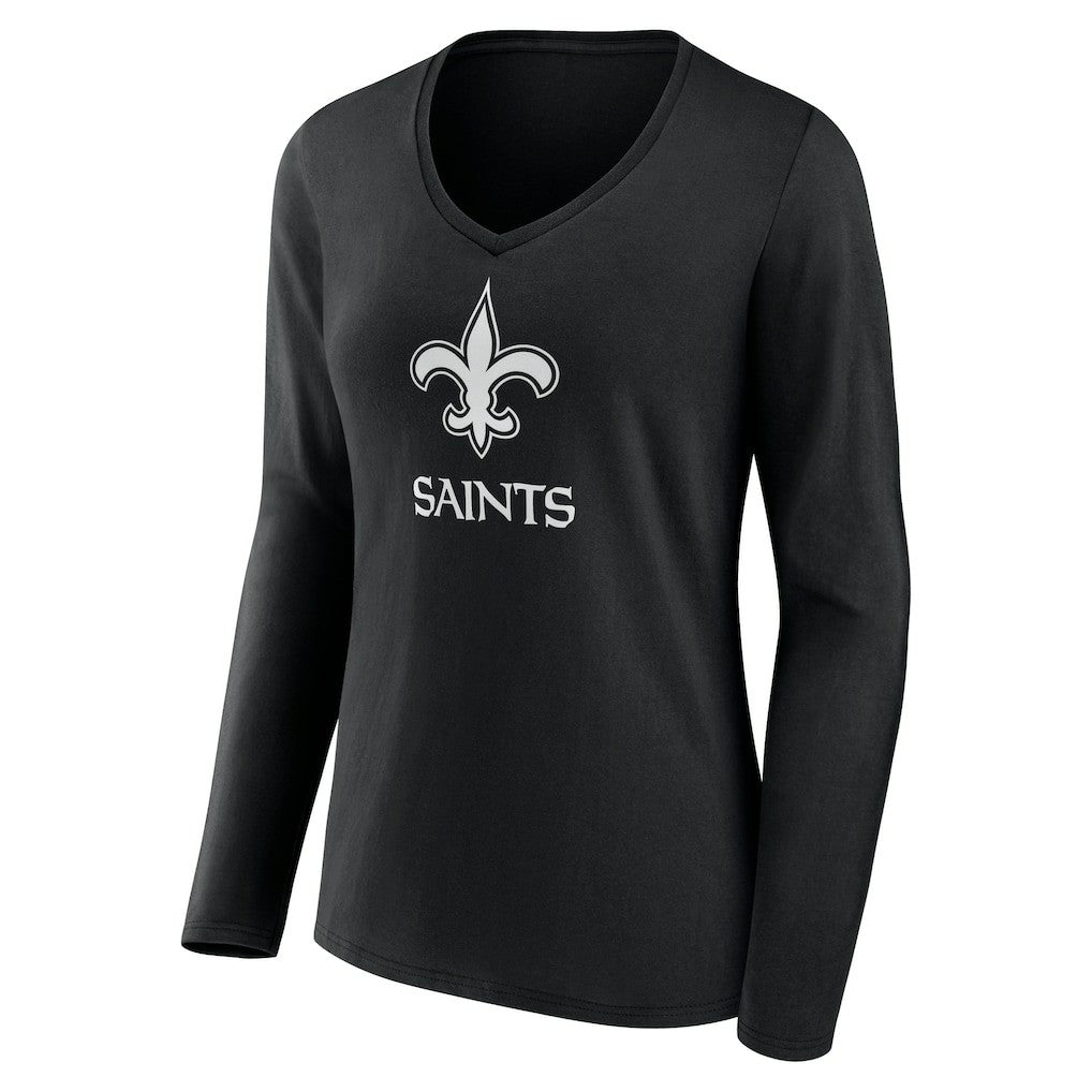 New Orleans Saints Women's Personalized Name & Number Monochrome Long Sleeve V-Neck T-Shirt - Black online