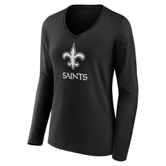 New Orleans Saints Women's Personalized Name & Number Monochrome Long Sleeve V-Neck T-Shirt - Black online