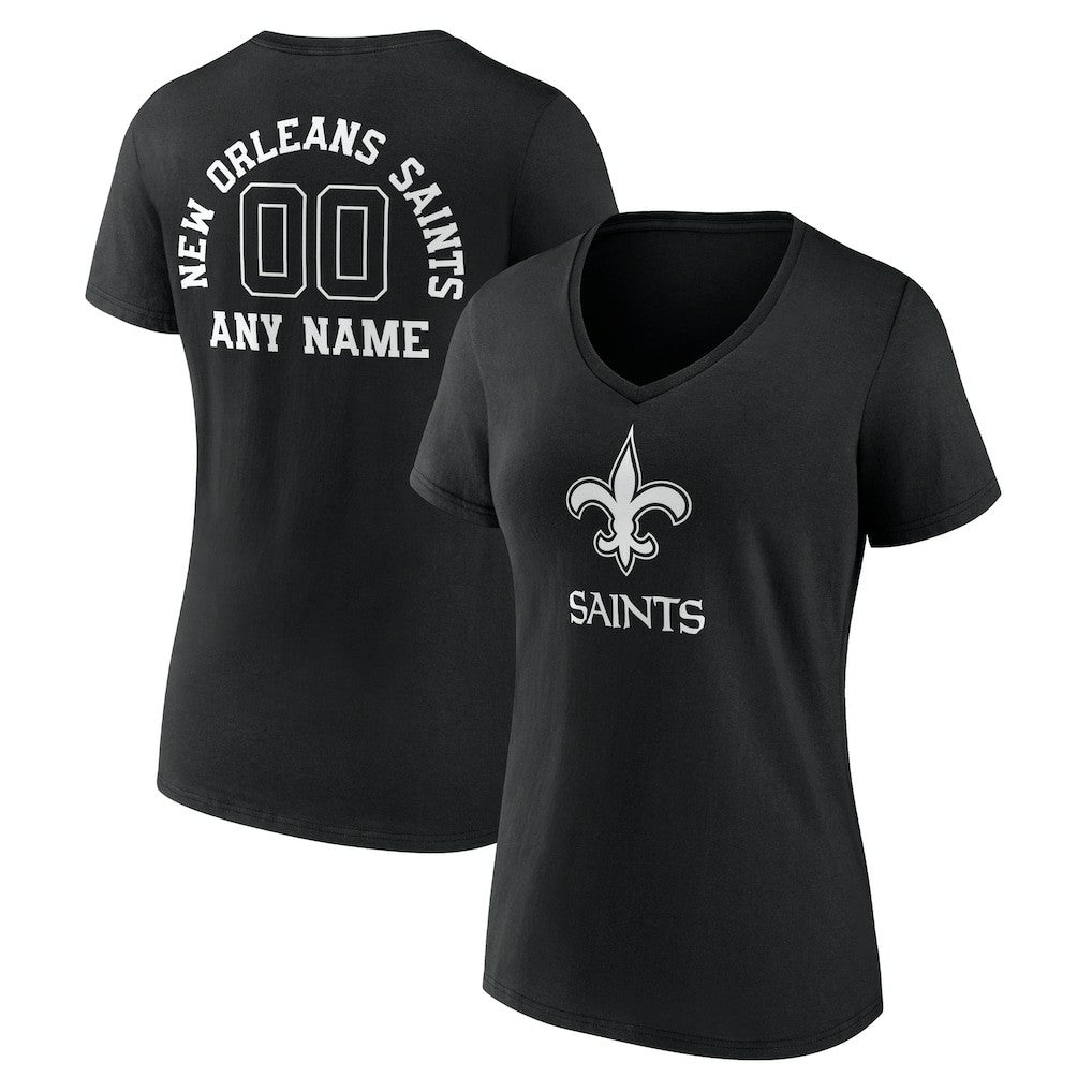 New Orleans Saints Women's Personalized Name & Number Monochrome V-Neck T-Shirt - Black discount