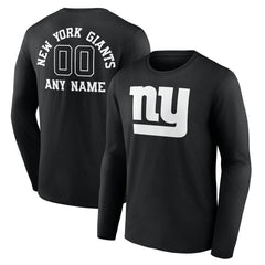 New York Giants Personalized Name & Number Monochrome Long Sleeve T-Shirt - Black for sale