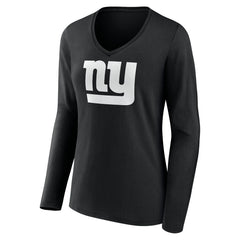 New York Giants Women's Personalized Name & Number Monochrome Long Sleeve V-Neck T-Shirt - Black sale