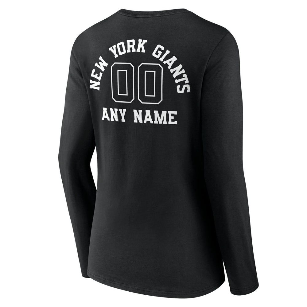 New York Giants Women's Personalized Name & Number Monochrome Long Sleeve V-Neck T-Shirt - Black sale