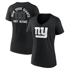 New York Giants Women's Personalized Name & Number Monochrome V-Neck T-Shirt - Black on sale
