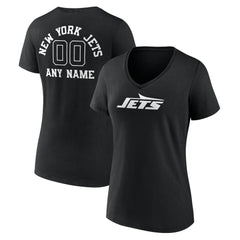 New York Jets Women's Personalized Name & Number Monochrome V-Neck T-Shirt - Black for sale