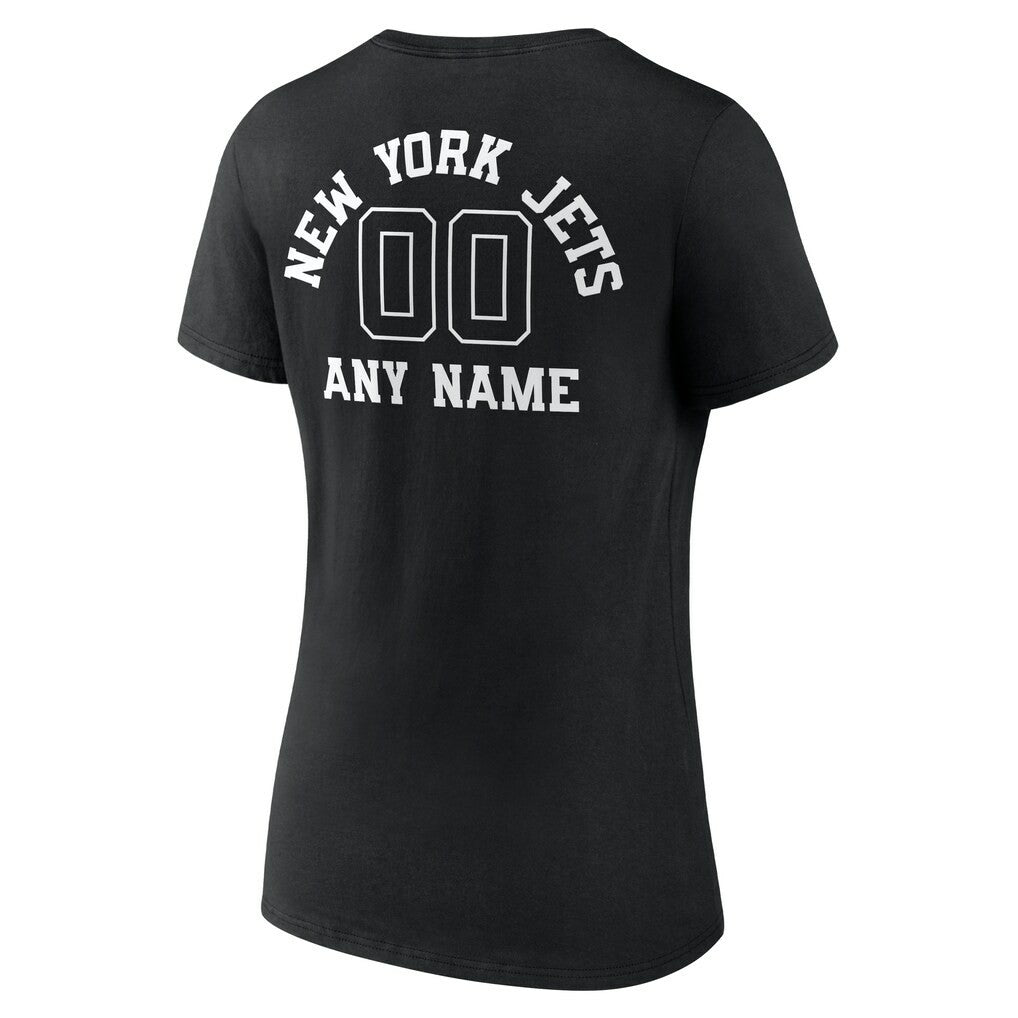 New York Jets Women's Personalized Name & Number Monochrome V-Neck T-Shirt - Black for sale
