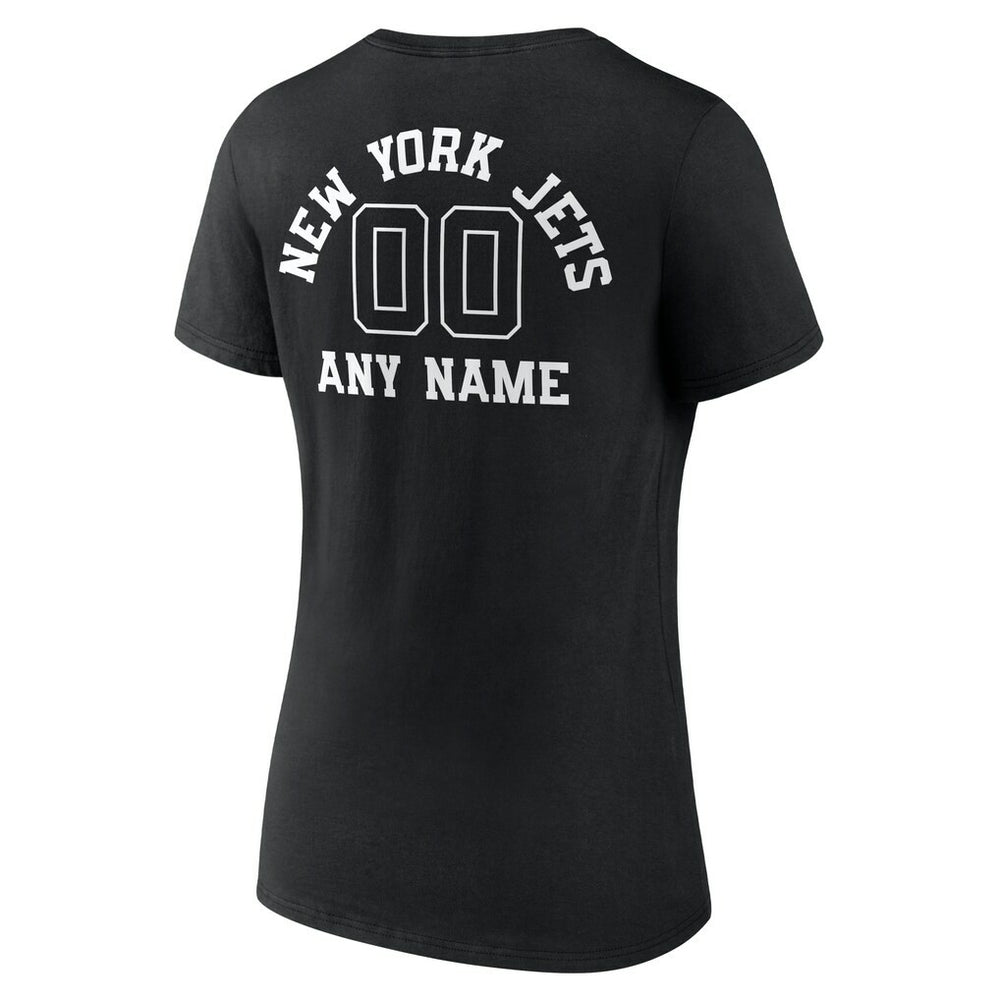 New York Jets Women's Personalized Name & Number Monochrome V-Neck T-Shirt - Black for sale