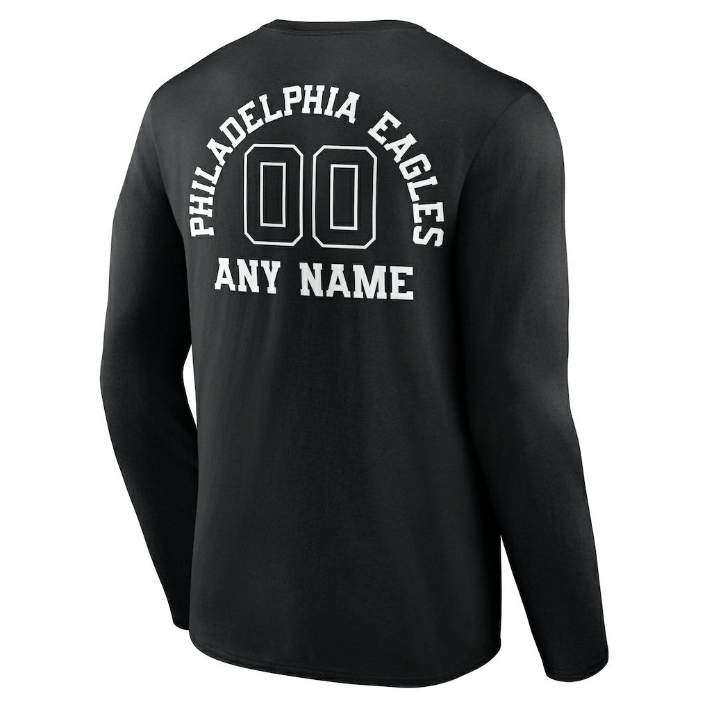 Philadelphia Eagles Personalized Name & Number Monochrome Long Sleeve T-Shirt - Black sale