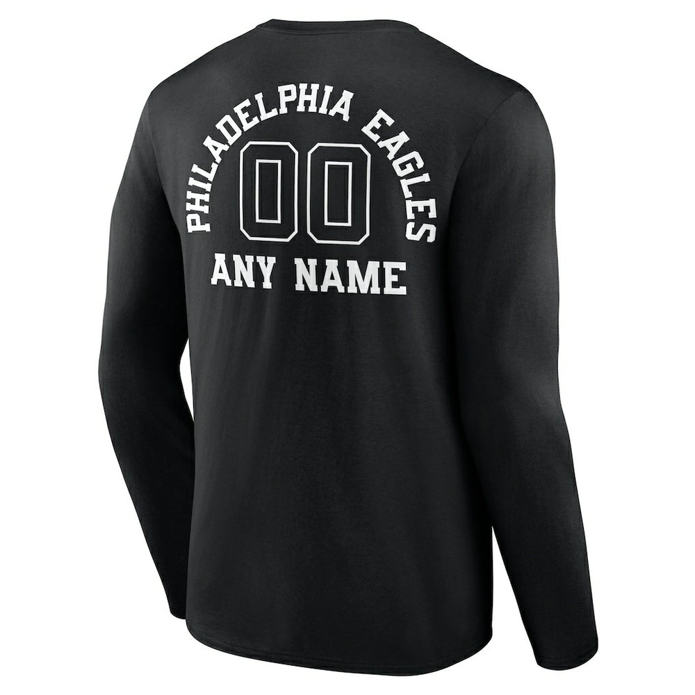 Philadelphia Eagles Personalized Name & Number Monochrome Long Sleeve T-Shirt - Black sale