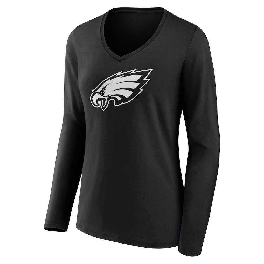 Philadelphia Eagles Women's Personalized Name & Number Monochrome Long Sleeve V-Neck T-Shirt - Black outlet
