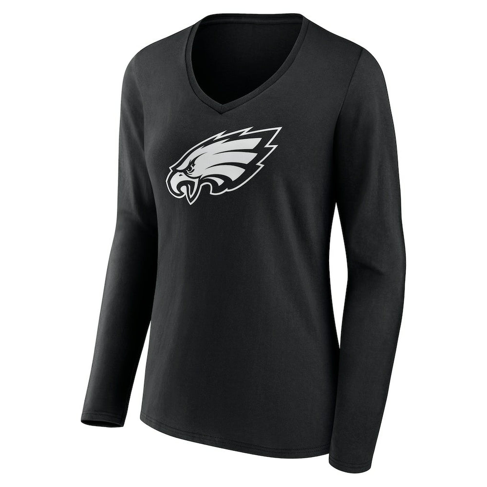 Philadelphia Eagles Women's Personalized Name & Number Monochrome Long Sleeve V-Neck T-Shirt - Black outlet