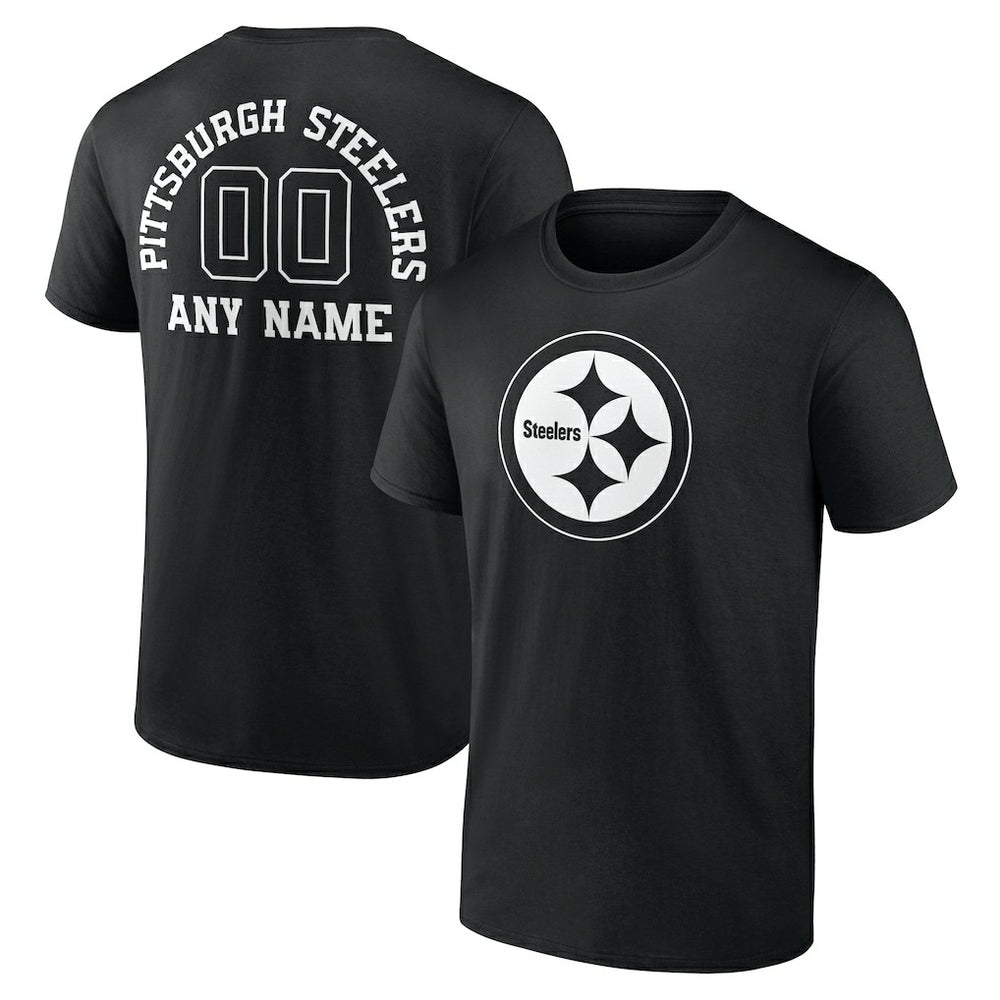 Pittsburgh Steelers Personalized Name & Number Monochrome T-Shirt - Black on sale