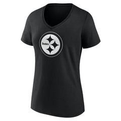 Pittsburgh Steelers Women's Personalized Name & Number Monochrome V-Neck T-Shirt - Black for sale