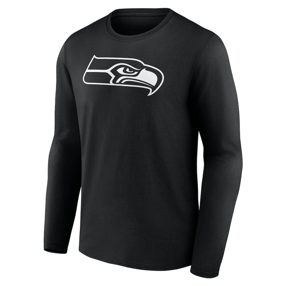 Seattle Seahawks Personalized Name & Number Monochrome Long Sleeve T-Shirt - Black for sale