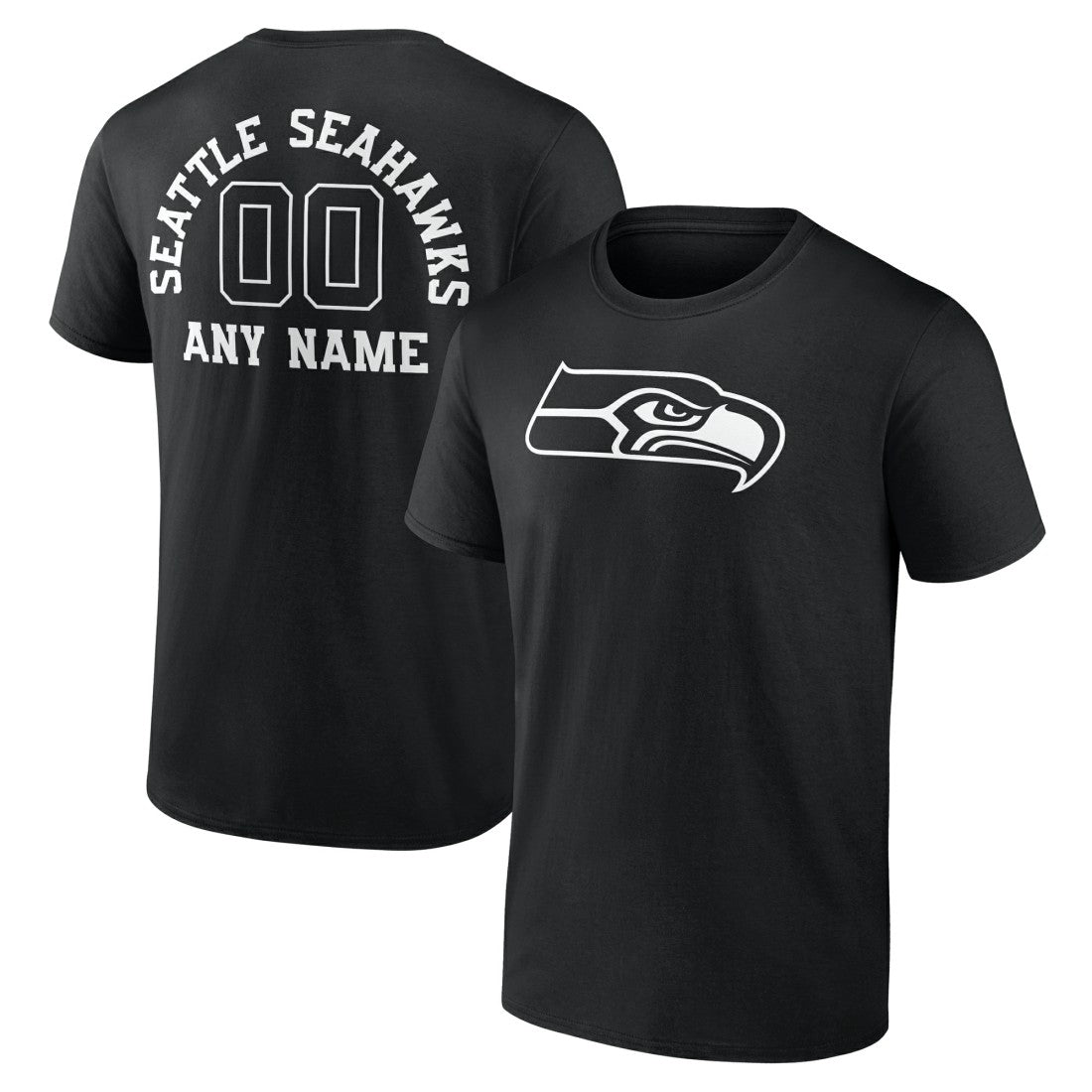 Seattle Seahawks Personalized Name & Number Monochrome T-Shirt - Black sale