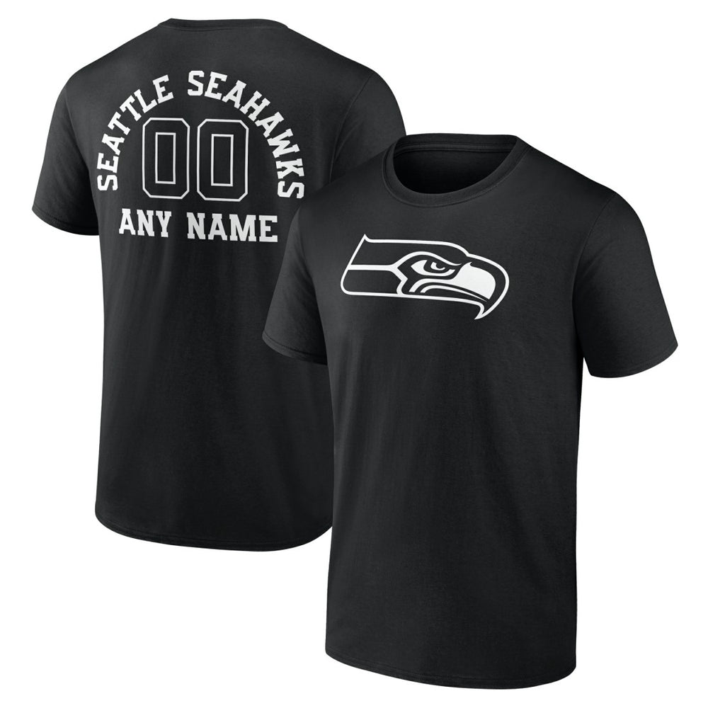 Seattle Seahawks Personalized Name & Number Monochrome T-Shirt - Black sale