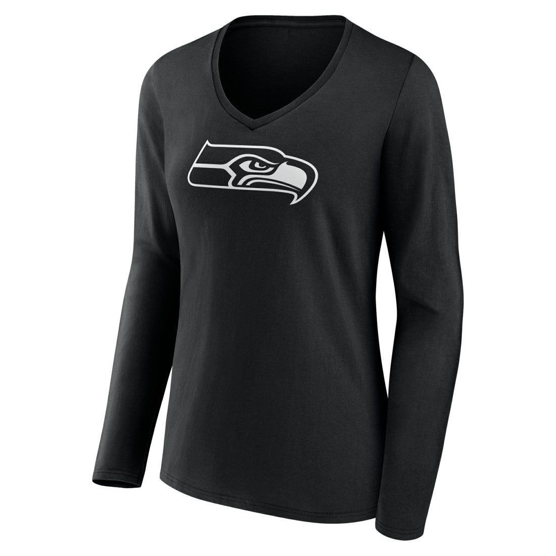 Seattle Seahawks Women's Personalized Name & Number Monochrome Long Sleeve V-Neck T-Shirt - Black cheap