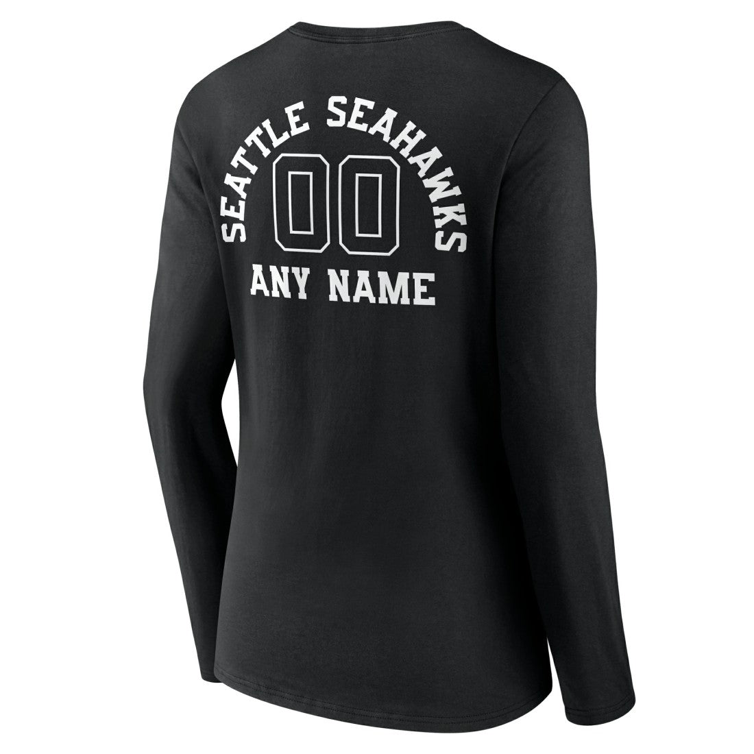 Seattle Seahawks Women's Personalized Name & Number Monochrome Long Sleeve V-Neck T-Shirt - Black cheap