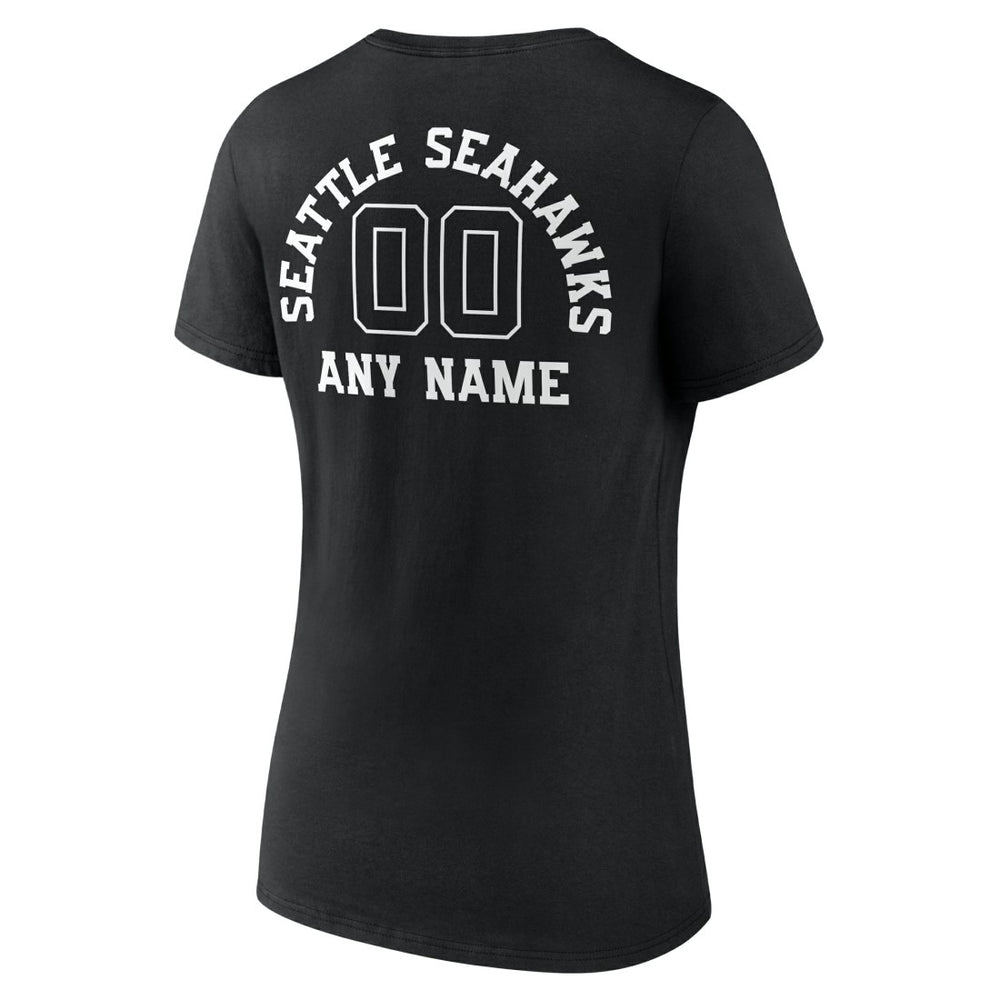 Seattle Seahawks Women's Personalized Name & Number Monochrome V-Neck T-Shirt - Black online